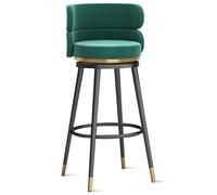 MARIYCH Taburetes de Bar giratorios de 360°, Juego de 1/2/3/4 sillas de Bar, Silla de Isla de Cocina de Terciopelo con Respaldo y reposapiés de Metal, sillas de Comedor Modernas sin Brazos, Patas ve
