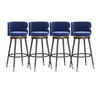 MARIYCH Taburetes de Bar giratorios de 360°, Juego de 1/2/3/4 sillas de Bar, Silla de Isla de Cocina de Terciopelo con Respaldo y reposapiés de Metal, sillas de Comedor Modernas sin Brazos, Patas AZ