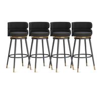 MARIYCH Taburetes de Bar giratorios de 360°, Juego de 1/2/3/4 sillas de Bar, Silla de Isla de Cocina de Terciopelo con Respaldo y reposapiés de Metal, sillas de Comedor Modernas sin Brazos, Patas ne