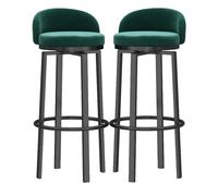 MARIYCH Taburetes de Bar giratorios de 360°, Juego de 2 sillas Redondas tapizadas con reposapiés Negro, Silla de Desayuno para Cocina, Silla de Comedor con reposapiés de Metal para Comedor, Cocina,