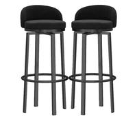 MARIYCH Taburetes de Bar giratorios de 360°, Juego de 2 sillas Redondas tapizadas con reposapiés Negro, Silla de Desayuno para Cocina, Silla de Comedor con reposapiés de Metal para Comedor, Cocina,