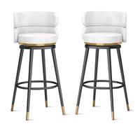 MARIYCH Taburetes de Bar giratorios de 360°, taburetes de mostrador, sillas de Bar, Juego de 1/2/3/4, Silla de Isla de Cocina de Terciopelo con Respaldo y reposapiés de Metal, sillas de Comedor Mode