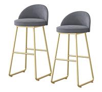 MARIYCH Taburetes de Bar Modernos, Silla Alta para Isla de Cocina, Juego de 2, tapizados en Terciopelo con reposapiés Dorados, para Desayuno, bistró, Pub, Isla/hogar, 65/75 cm, Gris, 65 cm