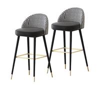MARIYCH Taburetes de Bar Modernos, Silla Alta para Isla de Cocina, taburetes de Bar con Respaldo, tapizados en Terciopelo Industrial con Patas de Metal Negro para café, Sala de Estar, 75 cm, 2 unida
