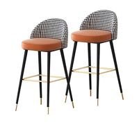 MARIYCH Taburetes de Bar Modernos, Silla Alta para Isla de Cocina, taburetes de Bar con Respaldo, tapizados en Terciopelo Industrial con Patas de Metal Negro para café, Sala de Estar, 75 cm, 2 unida