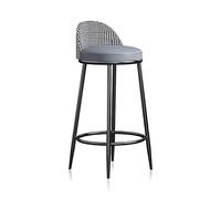 MARIYCH Taburetes de Bar Modernos, Silla Alta para Isla de Cocina, taburetes de Bar Modernos de Piel sintética con Respaldo y Patas de Metal Negro, para Comedor, Pub, hogar, 65 cm, Gris