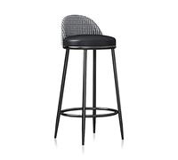 MARIYCH Taburetes de Bar Modernos, Silla Alta para Isla de Cocina, taburetes de Bar Modernos de Piel sintética con Respaldo y Patas de Metal Negro, para Comedor, hogar, Pub, Comedor, 65 cm, Negro