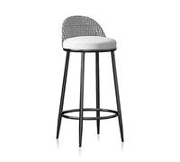 MARIYCH Taburetes de Bar Modernos, Silla Alta para Isla de Cocina, taburetes de Bar Modernos de Piel sintética con Respaldo y Patas de Metal Negro, para Comedor, hogar, Pub, Comedor, 65 cm, Blanco