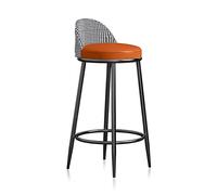 MARIYCH Taburetes de Bar Modernos, Silla Alta para Isla de Cocina, taburetes de Bar Modernos de Piel sintética con Respaldo y Patas de Metal Negro, para Comedor, hogar, Pub, Comedor, 65 cm, Color na