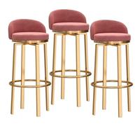 MARIYCH Taburetes de Bar, sillas de Cocina, taburetes Altos con reposapiés, sillas de Desayuno, Estructura de Acero Resistente, para Comedor, Cocina, Fiesta, 3 Piezas, Rosa, 25.6 Pulgadas