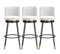 MARIYCH Taburetes giratorios Modernos Blancos for Barra de Cocina, con Respaldo (Juego de 1/2/3/4), sillas tapizadas for Isla de Cocina con Estructura Negra.(3 PCS,65cm(25.6in))