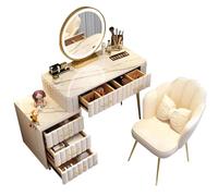 MARIYCH Tocador Moderno con Espejo y Luces Ajustables de 3 Colores, pequeño tocador con 5 cajones, Mesa de Maquillaje con Armario Ajustable para Dormitorio, Cuarto de Maquillaje, 100 cm, Blanco