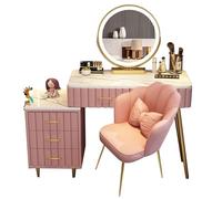 MARIYCH Tocador Moderno para Dormitorio, con Brillo Ajustable, 5 cajones, para Mujer y Novia, 3 Modos de iluminación, 100 cm, Rosa