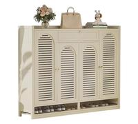 MARIYCH Zapatero de 8 Niveles con Puertas correderas y cajón abatible, Organizador de Zapatos de Madera de Gran Capacidad para Entrada y Pasillo (Beige)