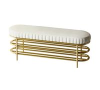 MARIYCH Zapatero de Entrada con Asiento Acolchado de Piel sintética, 3 estantes, Banco de Almacenamiento de Zapatos de Metal Dorado para Entrada, Pasillo, Sala de Estar