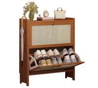 MARIYCH Zapatero de ratán con 2 o 3 cajones abatibles, Organizador de Zapatos Independiente, Mueble de Madera Delgado para Entrada, Ideal para Sala de Estar, Dormitorio, Pasillo y Armario.