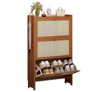 MARIYCH Zapatero de ratán con 2 o 3 cajones abatibles, Organizador de Zapatos Independiente, Mueble de Madera Delgado para Entrada, Ideal para Sala de Estar, Dormitorio, Pasillo y Armario.