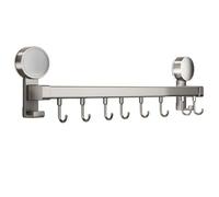 Marjoramy Barra Cocina Colgar Utensilios, 40 cm Soporte Utensilios Cocina, Barra Autoadhesiva de 8 Ganchos Desmontables, Colgador Utensilios Cocina, Organizador para Utensilios de Cocina (Gris)