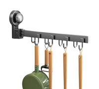 Marjoramy Colgador Utensilios Cocina con 8 Ganchos, Acero Inoxidable Barra Cocina para Colgar Utensilios con Ventosa, 27 cm, Reutilizable, Sin Taladro, Instalación Fácil, Alta Carga (gris)