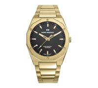 Mark Maddox HM1030-57 - Reloj de Hombre Acero IP Dorado, Esfera Negra, Sumergible 100 m, Cuarzo Analógico 3 Agujas, Caja 42 mm, Cristal Mineral, Cierre con Pulsadores