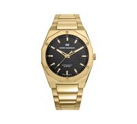 Mark Maddox HM1030-57 - Reloj de Hombre Acero IP Dorado, Esfera Negra, Sumergible 100 m, Cuarzo Analógico 3 Agujas, Caja 42 mm, Cristal Mineral, Cierre con Pulsadores