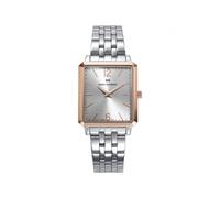 Mark Maddox MM0142-05 - Reloj Mujer Analógico Dos Agujas, Caja Bitono Acero e IP Rosa, Esfera Plateada con Números Arábigos, Brazalete de Acero, Cristal Mineral