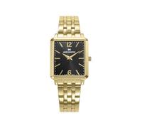 Mark Maddox MM0142-55 - Reloj Mujer Analógico Dos Agujas, Caja y Brazalete de Acero IP Dorado, Esfera Negra con Números Arábigos, Cristal Mineral