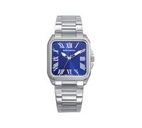 Mark Maddox MM0143-32 - Reloj Mujer Analógico Tres Agujas, Caja y Brazalete de Acero, Esfera Azul con Números Romanos, Cristal Mineral