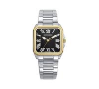 Mark Maddox MM0143-52 - Reloj Mujer Analógico Tres Agujas, Caja Bitono Acero e IP Dorado, Esfera Negra con Números Romanos, Brazalete de Acero