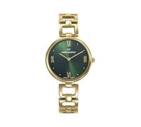 Mark Maddox MM1033-63 - Reloj Mujer Analógico Dos Agujas 32mm, Acero IP Dorado, Esfera Verde con Números Romanos, Cierre de Joyería, WR