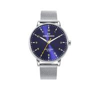 Mark Maddox Reloj Hombre - Colección Greenwich Ref. HM1014-34, Caja de Acero y Malla Milanesa, Esfera Azul con Aguja de Segundos Amarilla - Diseño Moderno y Sofisticado