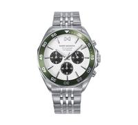 Mark Maddox Reloj Hombre Mission HM1024-07 - Cronógrafo de Acero con Esfera Blanca y Verde