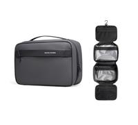 MARK RYDEN Neceser para colgar, resistente al agua, bolsa de aseo para hombres y mujeres, bolsa de maquillaje plegable con 4 compartimentos para viajes de negocios, gimnasio, vacaciones y hogar, gris