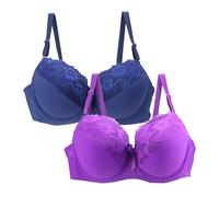 Mark T Shirt - Ropa interior para mujer 34/75 36/80 38/85 40/90 42/95 44/100 BCDE Cup BH Sexy Encaje Sujetador para Mujer Lencería Plus Mujer Cosas, azul oscuro, 95D