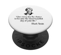 Mark Twain Camisa Mark Twain cita del día más hermoso PopSockets PopGrip Adhesivo