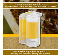 Marker de Abeja Queen, Reina Bee Cage The Bee Keeper Plastic Marking Catcher Plush Beekeeper Tool Botella de Marcador con una Mano para Al Aire Libre, 2.17x1.57x3.54in