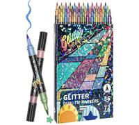 Marker für Kunst - Glitter-Stifte mit Doppelspitze,Marker für Erwachsenen-Malbücher - für Schule, Klassenzimmer, zu Hause, Kindergarten, Journaling, Scrapbooking, Skizzieren und Illustrationen