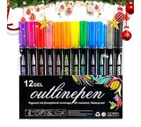 Marker Pens - Highlighter Pens | Coloring Graffiti Pens | Double-Lines Doodle Outline Markers, Doodle Pens, Shimmer Drawing Highlighter Pens, Pens For Crafts, Scrapbooks, Photo Álbums, Journaling