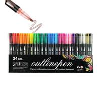 Markers de purpurina genérica, colorful Outline Markers Self-Outline Markers - Glitter Markers Art Pens for Doodling, Scrapbooking, Drawing, Greeting Card, Crafts