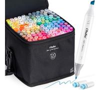 Markers, Ohuhu 120 Colores Rotuladores Permanentes De Colores, Tips Dual Arte del Bosquejo Gemelas Rotuladores con Estuche de Transporte para Colorear Pintura de Resaltado y Subrayado