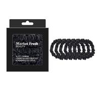 Market Fresh Beauty Coleteros delgados 100 % seda de morera, paquete de 6, lazos de seda para todo tipo de cabello, evitan que el cabello se rompa y se mantenga sin arrugas, color negro elegante