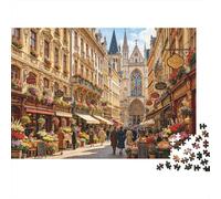 Market Street Puzzle para Chico & Chica 1000 Piece Reciclable French Old Town Jigsaw Puzzle Divertido y Desafiante Familiar Juego Excelente Regalo Idea para Niño‘s Cumpleaños 38x2...