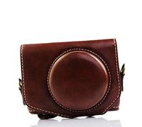 Market&YCY Bolsa Protectora de Cuero de la PU Bolsa con Correa de Cuero para el Hombro, para Canon PowerShot G7X Cámara - Marrón Oscuro