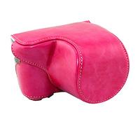 Market&YCY Bolsa Protectora de Cuero de la PU Bolsa con Correa de Cuero para el Hombro, para Sony Alpha A5100, A5000, NEX-3N Cámara - Rosa roja