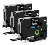 MarkField 3x Compatible con Brother P touch 18mm Cinta 0.7 TZe-345 Etiqueta | 18mm 0.7 TZe-345 Blanco sobre Negro Cinta de etiquetas, TZ Tape para Ptouch PT-550 900 D400 D450 D600 P700 P710B P910BT 2430