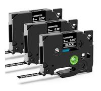 MarkField 3x Compatible con Brother P-Touch TZ TZe-325 Cintas de Etiqueta | TZ TZe-325 0.35 9mm x8m laminada Etiqueta, para Ptouch PT-H110 H107B H200 P300BT Cube 1000 1090 D200 E110, Blanco sobre Negro