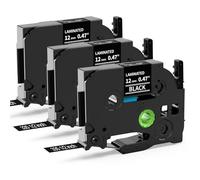 MarkField 3x Compatible con Brother P-Touch TZe-335 12mm Cinta de etiqueta | TZ-335 12mm x 8m 0.47" Blanco sobre negro Cassette para PT-H105 H107 H108 H200 H101C H100LB/R 900 1000 1250 D200 E110 Cube