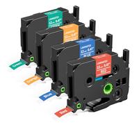 MarkField 4 cintas compatibles con Brother P-Touch de 12 mm TZe-435 535 635 735 blanco sobre multicolor laminado de 0,47 pulgadas, para PT-H110 H107 H100LB H105 H101C 1000 1010 D200 D210 D410 E110