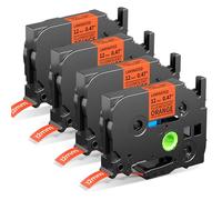 MarkField 4x TZe 12mm Naranja Cinta Compatible con Brother P-Touch Etiqueta | TZe-B31 TZ 0,47" Negro sobre Naranja Cinta de Etiqueta para Brother D200 E110 D400 PT-H100LB H110 H100R H107 H105 H101C 1000