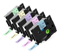MarkField 5x Compatible con Brother P-touch TZ TZe 12mm Cinta de Etiquetas